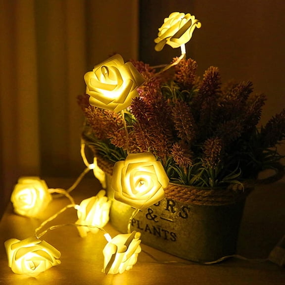 EONQY Flower String Light, Rose Garland Fairy String Lights Battery Operated Christmas String Lights for Bedroom Christmas Wedding Birthday Anniversary Decor