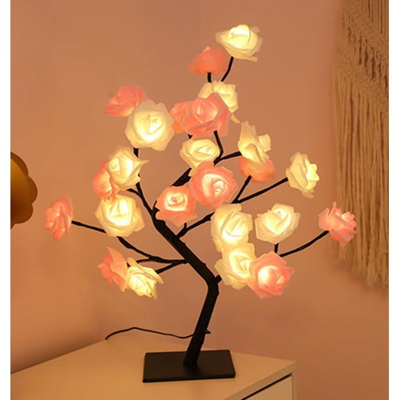 EONQY LED Desk Lamps, Tabletop Bonsai Tree Lights USB Powered Light Up Rose Tree Lamp for Party Home Wedding Christmas Decor