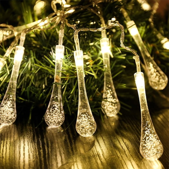 EONQY LED Fairy Lights, Raindrop Decorative Lights Battery Operated for Garden, Terrace, Patio, Fence, Christmas, Parties
