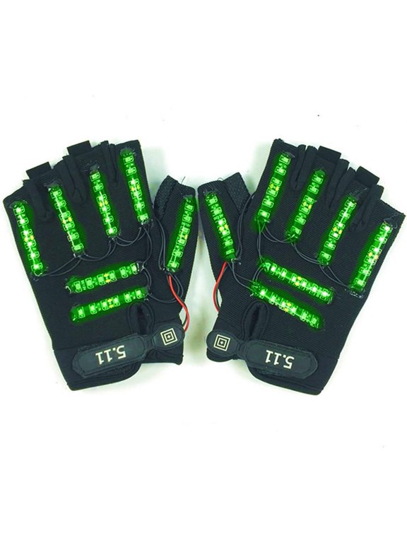 LED Gloves, Light up Gloves LED Skeleton Gloves LED Party Gloves LED Light Up Gloves Battery for Halloween Christmas Party DJ Performance Props