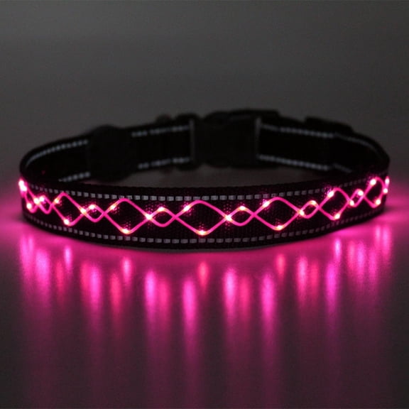 EONQY Light Up Bright Reflective Dog Collars, LED Dog Collar Light USB Rechargeable with 3 Modes Flashing Dog Collars for Small/Medium Dogs