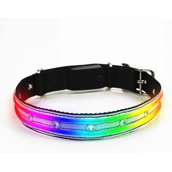 EONQY Light Up Dog Collar USB Rechargeable, Waterproof LED Dog Collar Adjustable Nylon Reflective Dog Collar for Small Medium Large Dogs