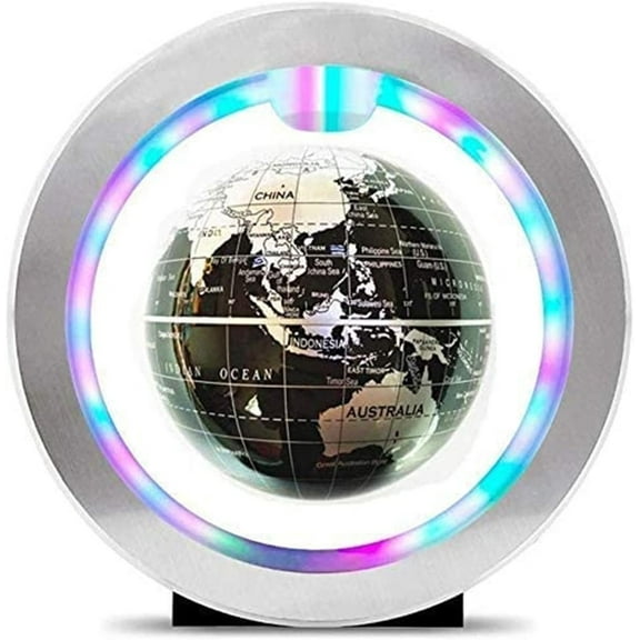 EONQY Magnetic Levitation Globe, 4inch Magnetic Levitation Floating World Map Globe with LED Light O Shape Base for Office Desk Decoration,Children's Holiday Birthday Gift