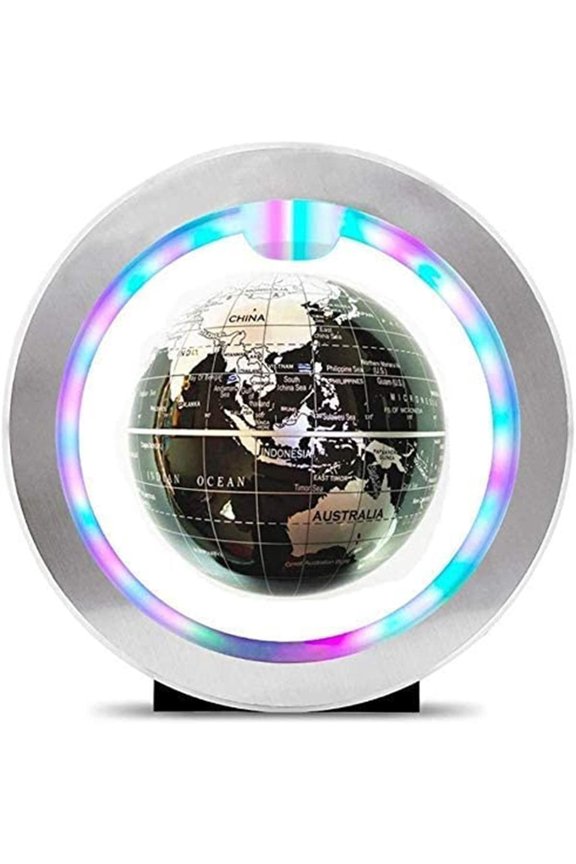 Magnetic Levitation Globe, 4inch Magnetic Levitation Floating World Map Globe with LED Light O Shape Base for Office Desk Decoration,Children's Holiday Birthday Gift