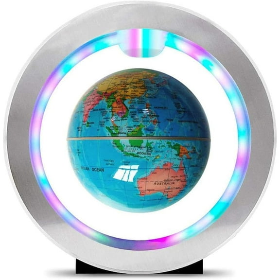 EONQY Magnetic Levitation Globe, 4inch Magnetic Levitation Floating World Map Globe with LED Light O Shape Base for Office Desk Decoration,Children's Holiday Birthday Gift