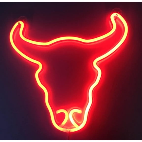 EONQY Neon Light Bull Head Led Neon Light Wall Light Led Wall Decor Neon Signs Light up Battery or USB Powered for Room, Party, Valentine's Day, Wedding, Christmas, Bar Red