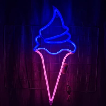 EONQY Neon Sign, Ice Cream Led Neon Light Wall Decor USB/Battery Powered for Bedroom Aesthetic Christmas Birthday Party Bar Girls Kids Room