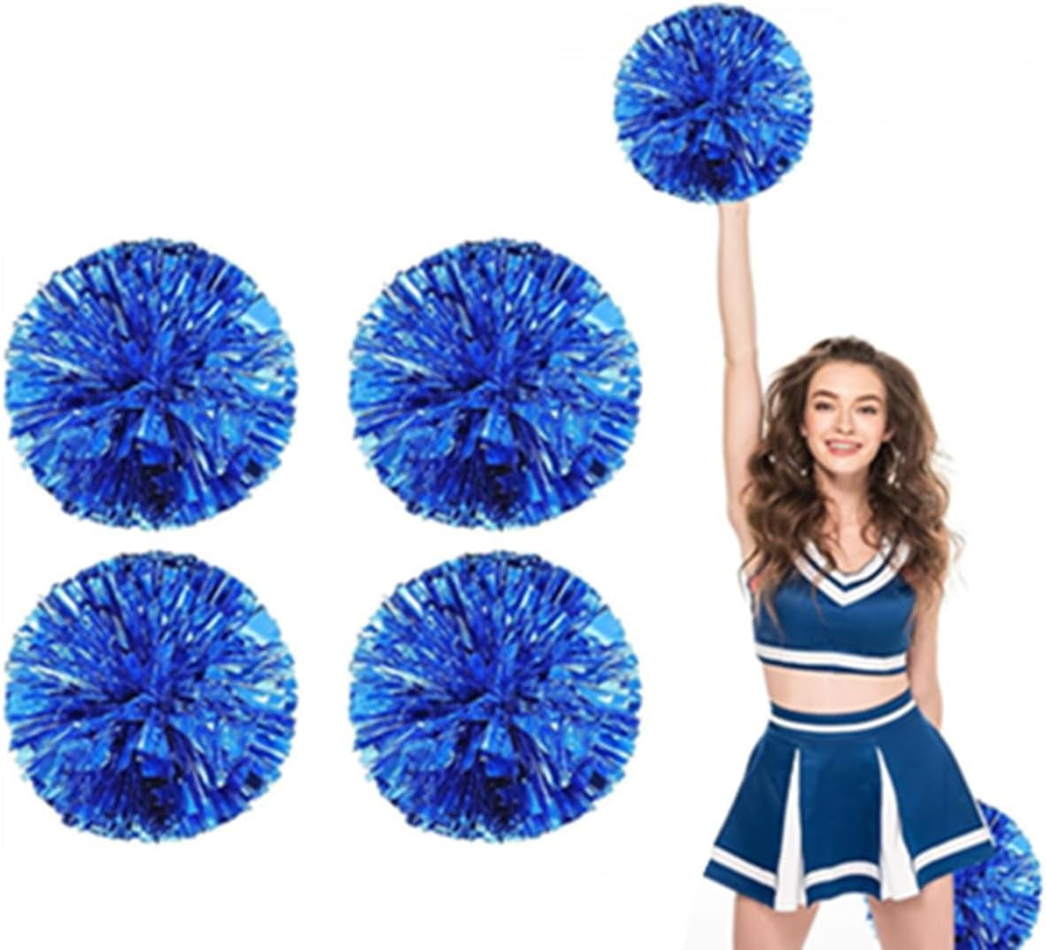EONQY Plastic Cheerleading Poms, 4Pcs Super Cute Cheerleading pom poms Cheer Dance Pom Pom for Game, Sports, Aerobics
