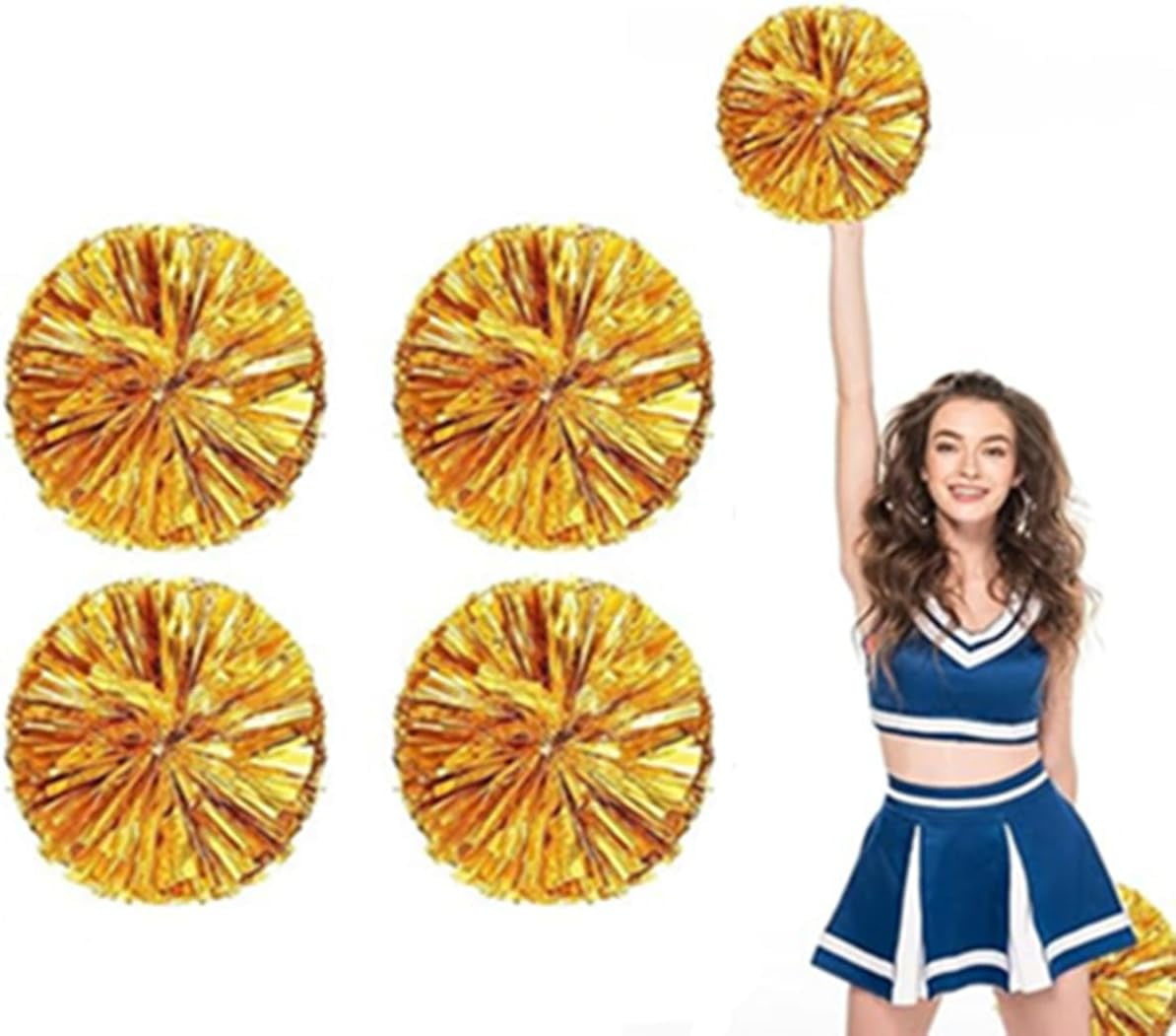 EONQY Plastic Cheerleading Poms, 4Pcs Super Cute Cheerleading pom poms Cheer Dance Pom Pom for Game, Sports, Aerobics