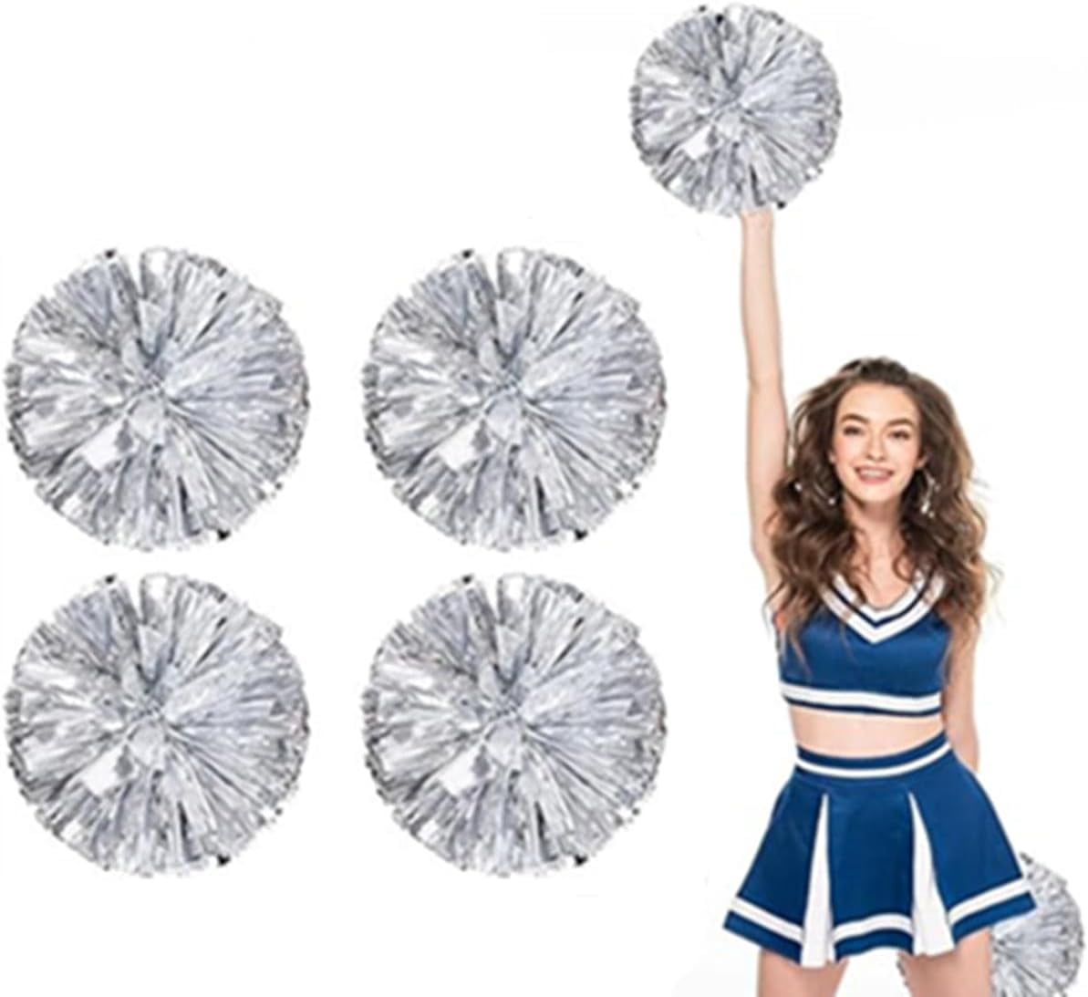 EONQY Plastic Cheerleading Poms, 4Pcs Super Cute Cheerleading pom poms Cheer Dance Pom Pom for Game, Sports, Aerobics
