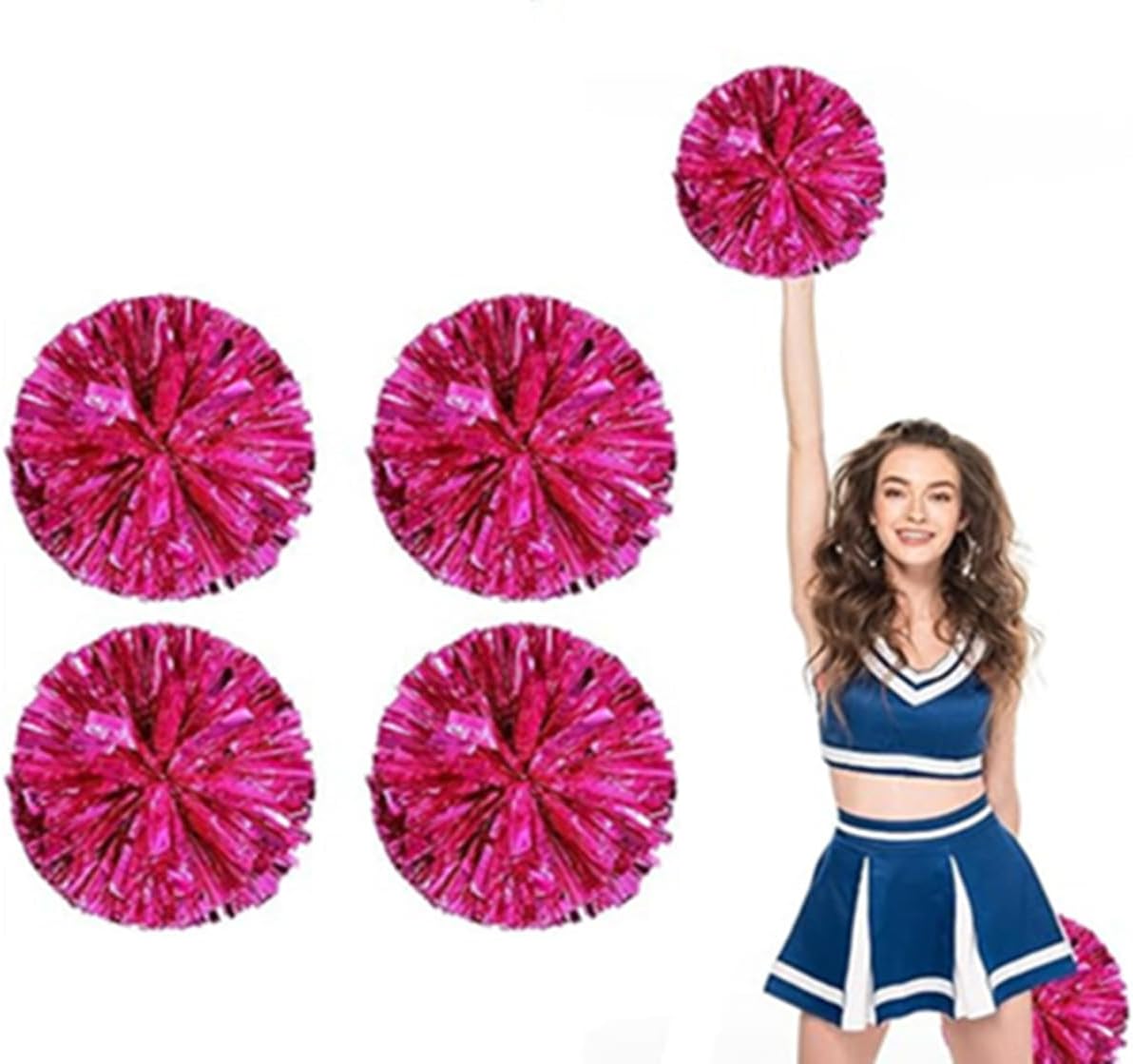 EONQY Plastic Cheerleading Poms, 4Pcs Super Cute Cheerleading pom poms Cheer Dance Pom Pom for Game, Sports, Aerobics