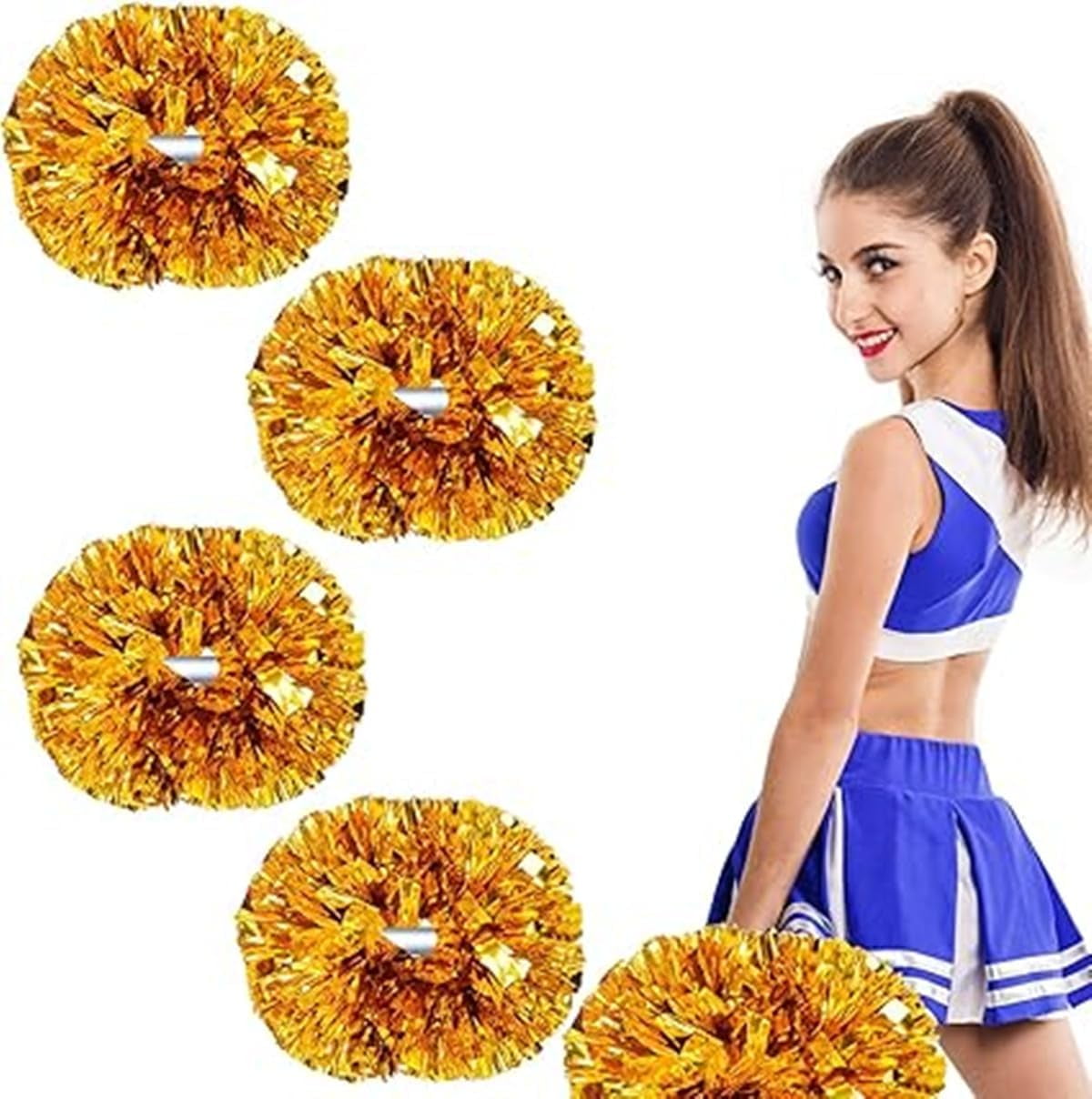 EONQY Plastic Cheerleading Poms, 4Pcs Super Cute Cheerleading pom poms Cheer Dance Pom Pom with Plastic Handle for Game, Sports, Aerobics