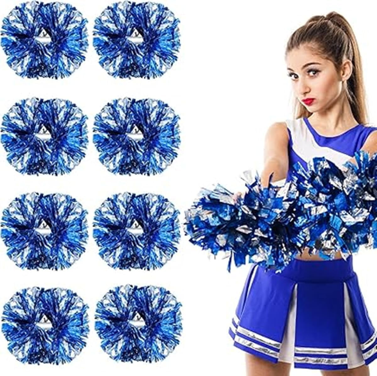 EONQY Plastic Cheerleading Poms, 8Pcs Super Cute Cheerleading pom poms Cheer Dance Pom Pom with Plastic Handle for Game, Sports, Aerobics