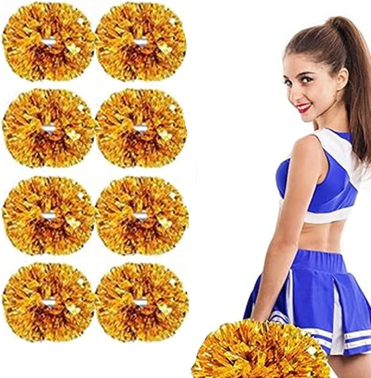 EONQY Plastic Cheerleading Poms, 8Pcs Super Cute Cheerleading pom poms Cheer Dance Pom Pom with Plastic Handle for Game, Sports, Aerobics