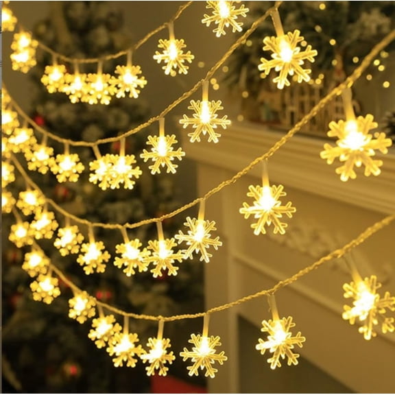 EONQY Snowflake String Light, Fairy Light Battery Powered String Lights for Christmas Wedding Birthday Valentine Party Bedroom