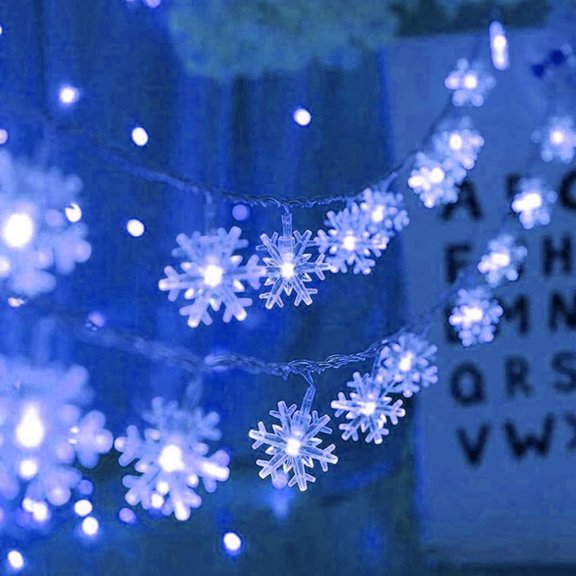 EONQY Snowflake String Light, LED Fairy Light USB Powered String Lights for Christmas Wedding Birthday Valentine Party Bedroom