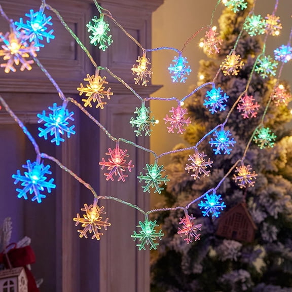 EONQY Snowflake String Light, LED Fairy Light USB Powered String Lights for Christmas Wedding Birthday Valentine Party Bedroom