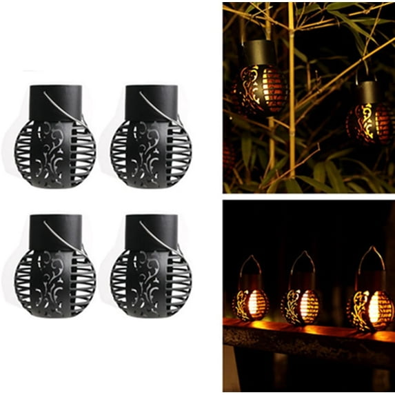 EONQY Solar Flame Effect Lantern, Hanging Garden Light Waterproof Pendant Lamp for Garden Pathway Patio Yard