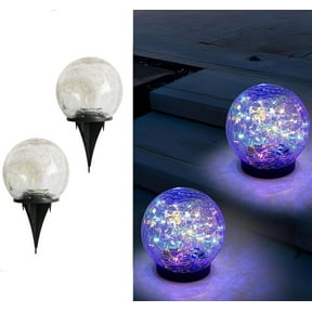 EONQY Solar Ground Lights, 2 Pack Garden Waterproof LED Glass Crack Decorative Lights,Solar In-Ground Landscape Path Lighting for Pathway Patio Yard Walkway