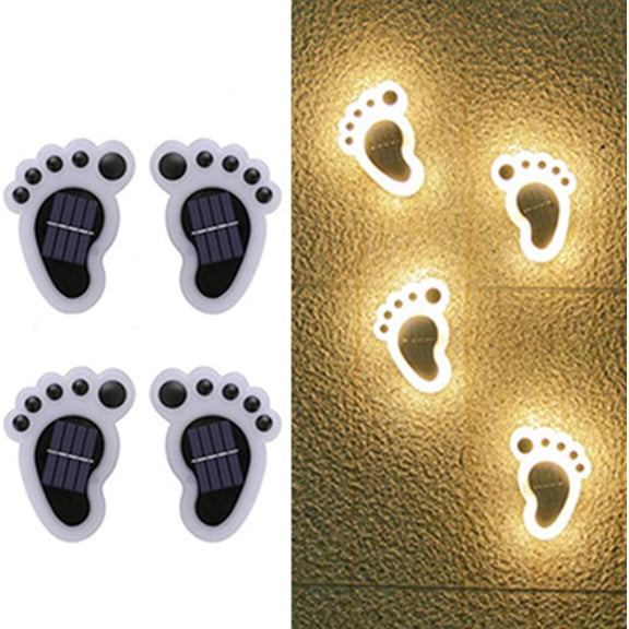 EONQY Solar Paw Print Lights, 4 Pack Solar Ground Lights Outdoor Waterproof, Landscape Lighting Inground Solar Lights for Lawn Patio Deck Driveway Sidewalks