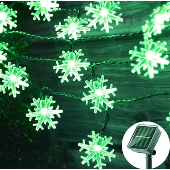 EONQY Solar Snowflake Lights String, 8 Modes Waterproof Solar Christmas Fairy Lights for Home Gardens Outdoor Holiday Christmas Tree Party Decorations