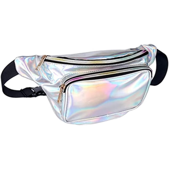 EONQY Waist Bag, Holographic Fanny Pack for Women/Men Waterproof Resistant Crossbody Waist Bag with Adjustable Belts for Travel, Party, Festival Rave, Running, Hiking