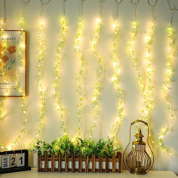 EONQY Window Curtain String Lights, Artificial Ivy Garland Fake Plants String Light, for Wedding Party Garden Outdoor Greenery Wall Decoration