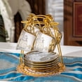 thumbnail image 1 of EONROACOO 13 Pcs Porcelain Tea Cup Set with Metal Rack, Coffee Cups, 220ml/7oz, Crown, 1 of 5
