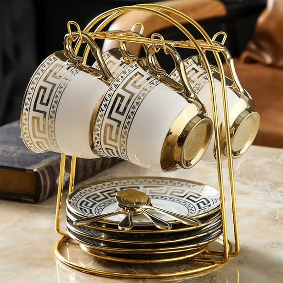 EONROACOO 13 Pcs Porcelain Coffee Cups Tea Set for Adult Women, Tea Party, 220ml/7oz