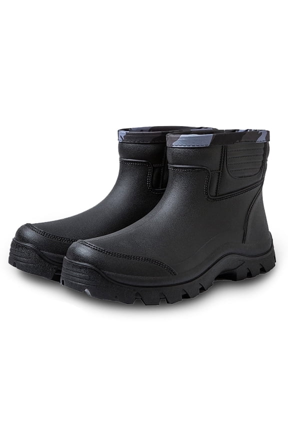 Mens Rain Boots Waterproof Rubber Ankle Boots for Mens, Black(Size 9)