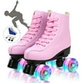 thumbnail image 1 of EONROACOO Pink Roller Skates for Women, Adult Light up Quad Skates(Women 7/Men 5.5), 1 of 11