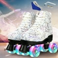 thumbnail image 1 of EONROACOO White Roller Skates for Women Girls Double Row Light up Quad Skates(Women 7/Men 6), 1 of 10