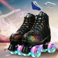 thumbnail image 1 of EONROACOO Womens Girls Boys Black Roller Skates Adult Light up Quad Skates(Women 7/Men 6), 1 of 10