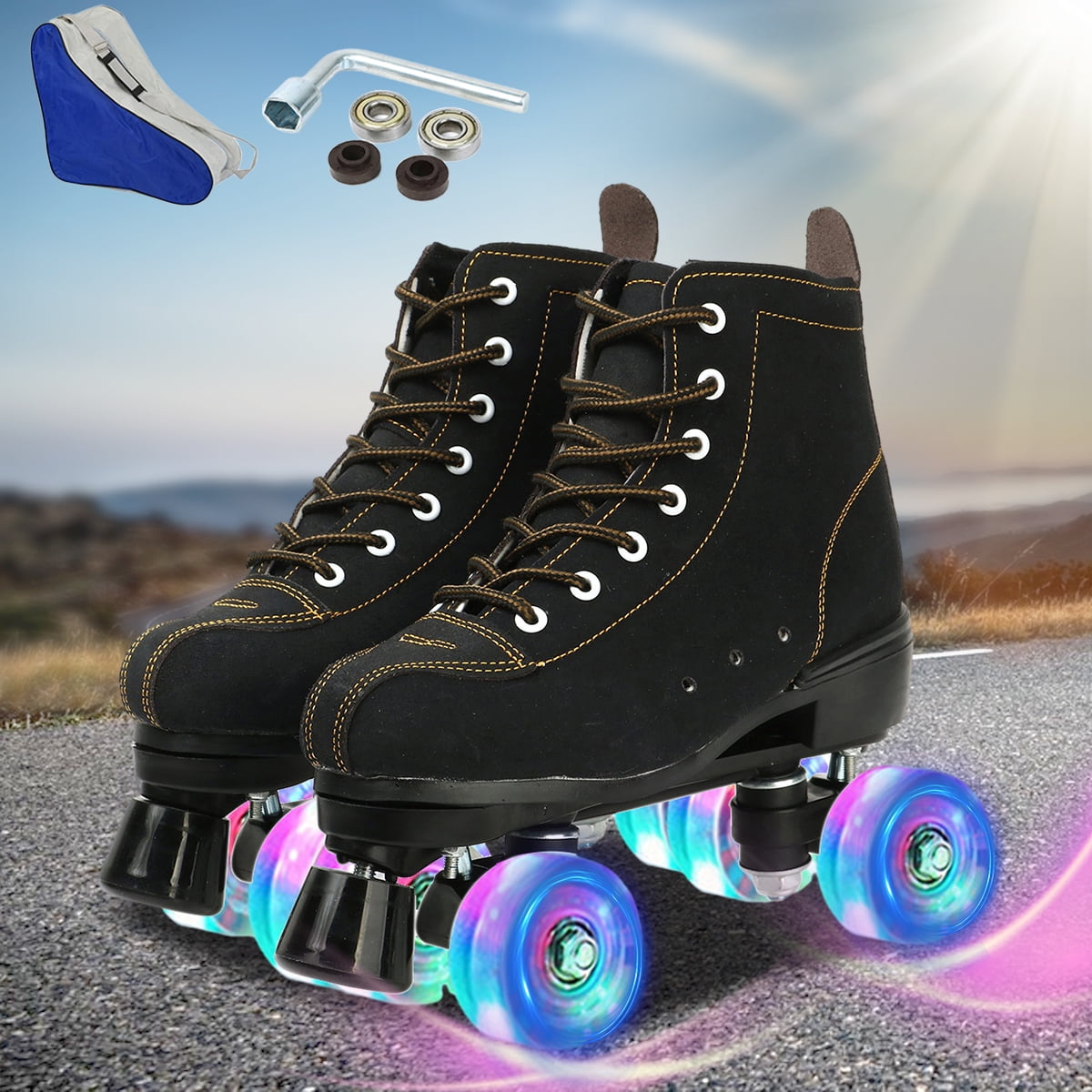 EONROACOO Roller Skates, High Top Leather Roller Skates for Adult
