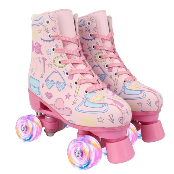 EONROACOO Roller Skates for Girls, Women Kid Teen Light up 4 Wheels Roller Skates (Youth 4/Women 4.5)