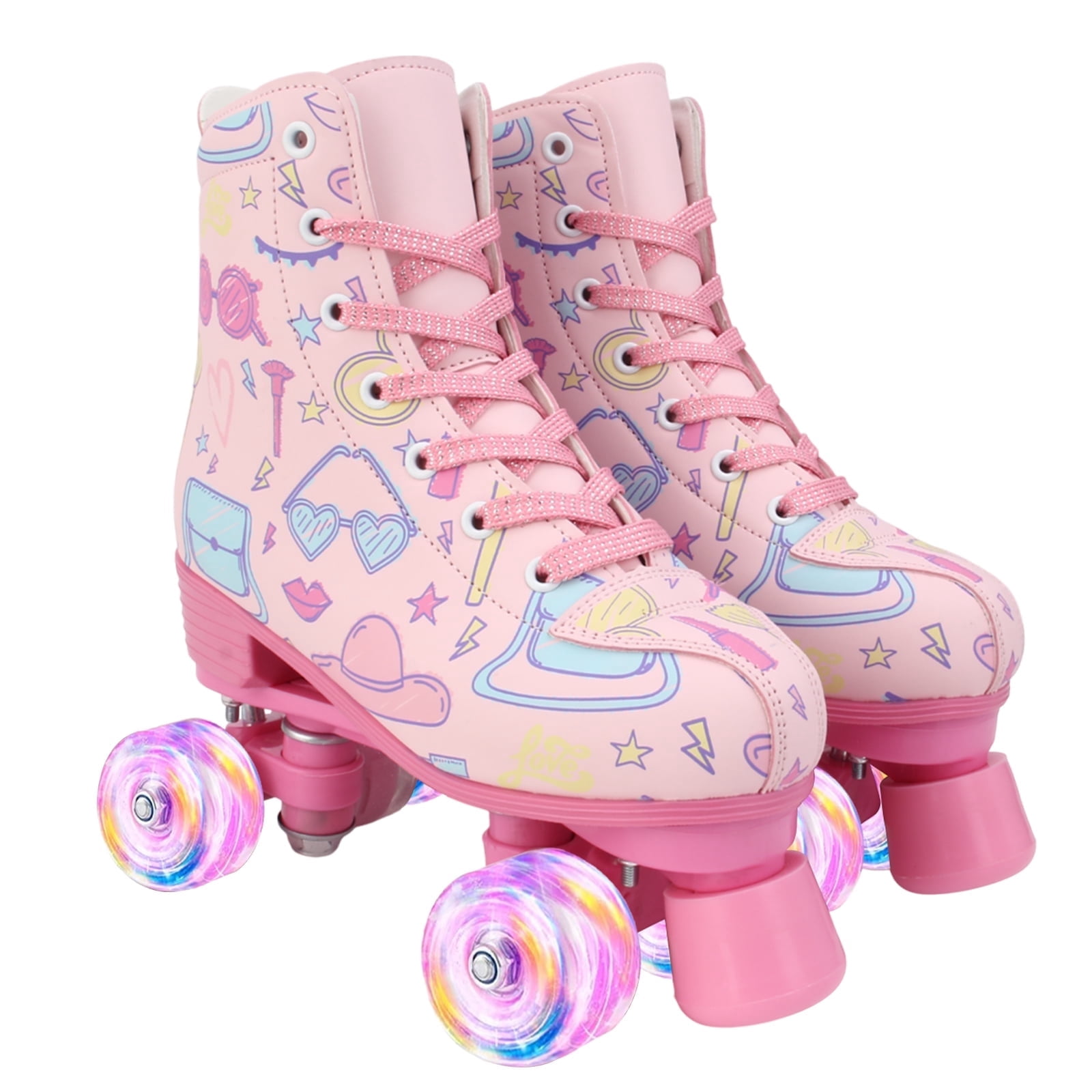 EONROACOO Roller Skates for Women, Girls Kid Teen Light up 4 Wheels Roller Skates (Women 8)