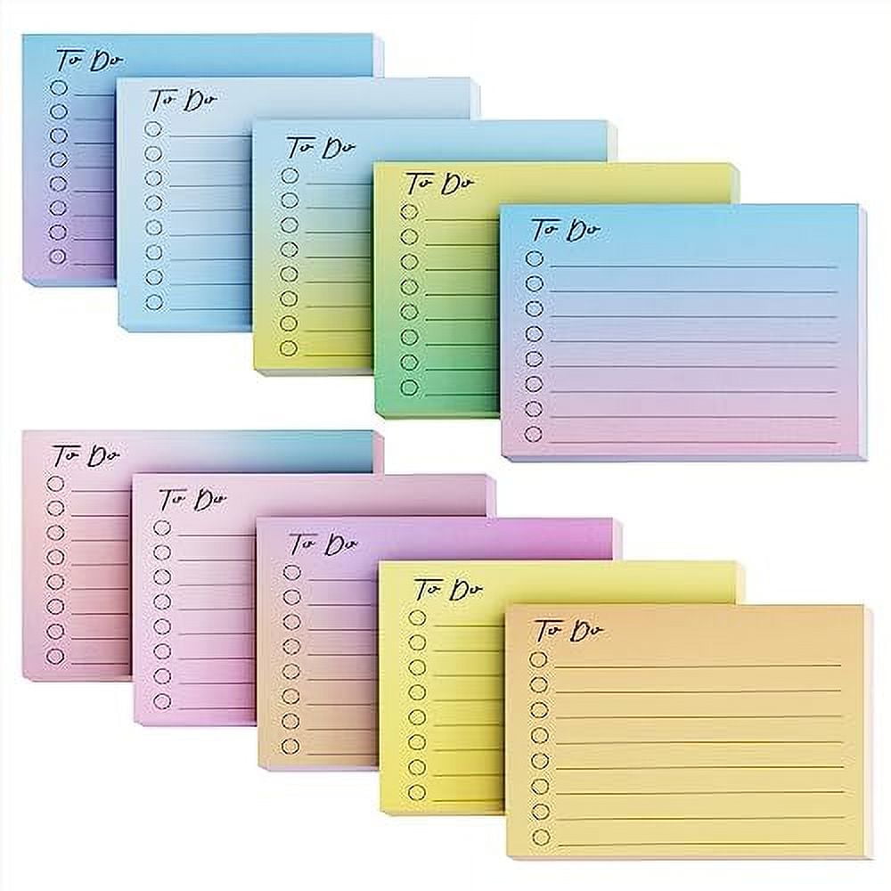 EOOUT 10 Pack to Do List Sticky Notes 500 Sheets SelfStick Notes with