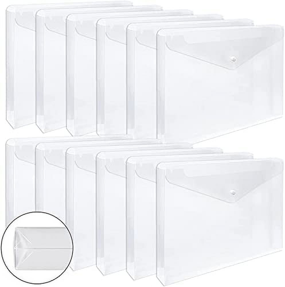 EOOUT 12pcs Plastic Envelopes, .. Clear Folders, Expandable Gusset