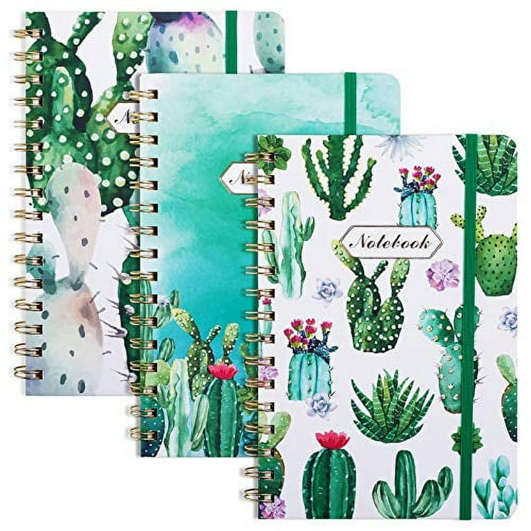 EOOUT 3 Pack A5 Spiral Notebook, Ruled Journal, Hardcover Notebook, 6x  8.5, 160 Pages, Twin-Wire Binding, Cute Cactus, Back Pocket, 100gsm Paper,  for Office, School Supplies 