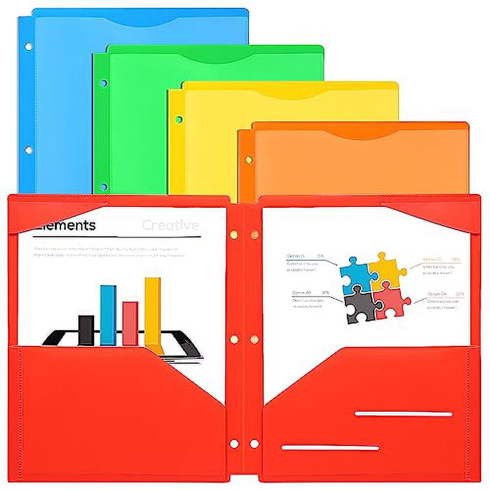 EOOUT 5 Pack Pocket Folders with Clear Front Pocket for 3 Ring Binder