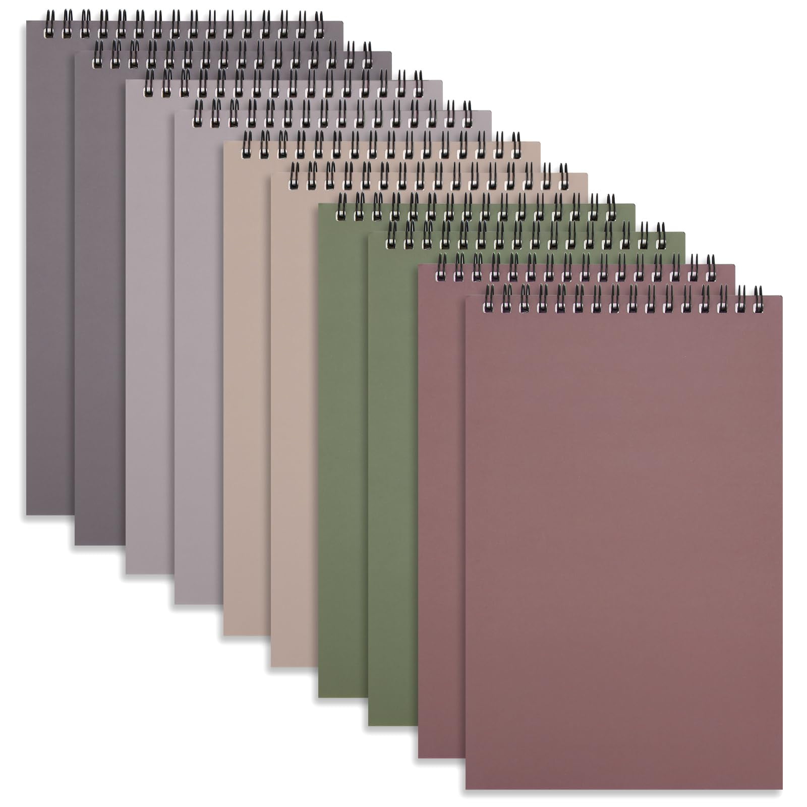 EOOUT Top Spiral Steno Pads 10 Pack Aesthetic Pocket Notebooks 6x9 Inches, 80 Sheet White Paper