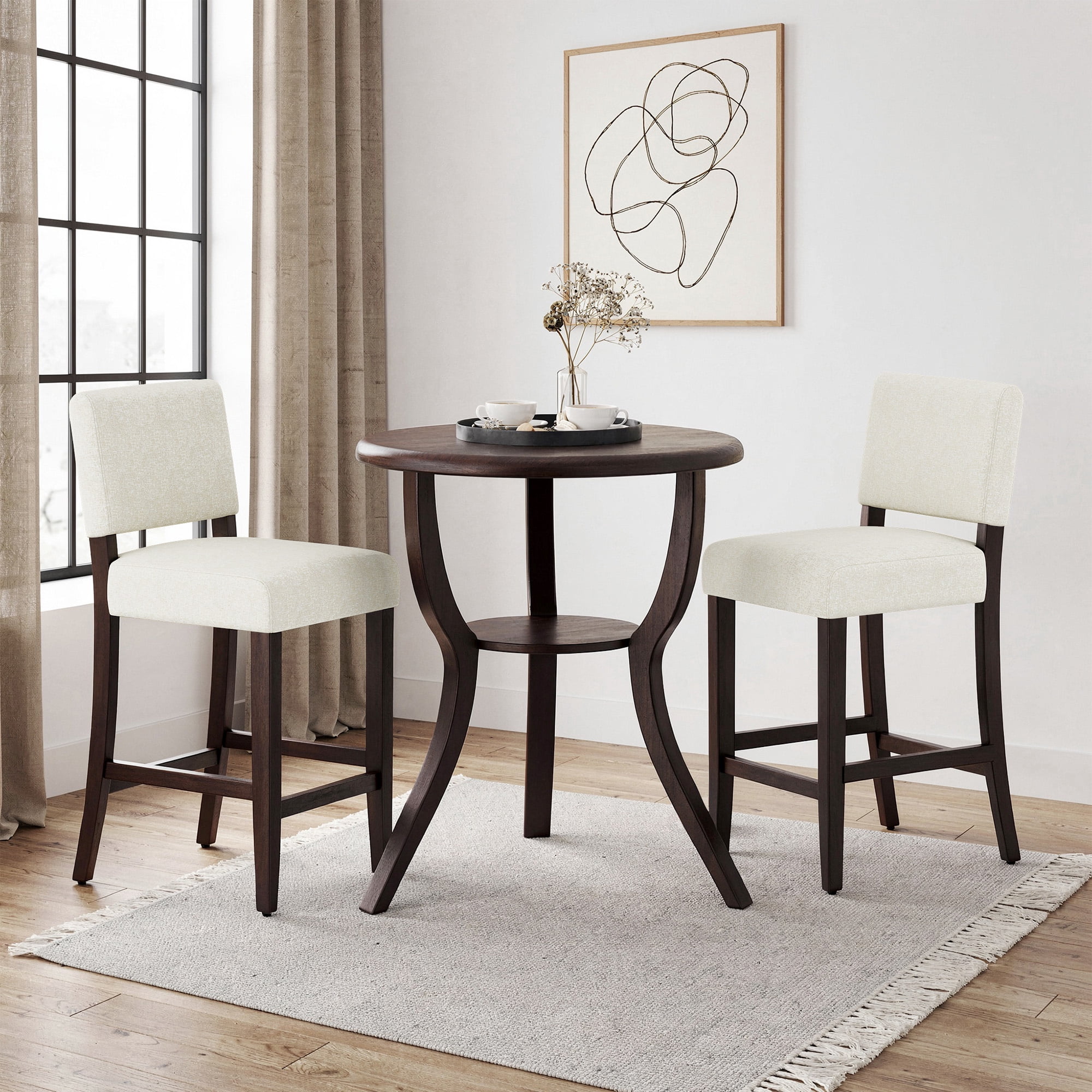 EOP 25.98" Modern Counter Height Barstools Set of 2, Farmhouse Wooden
