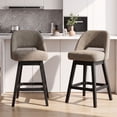 thumbnail image 1 of EOP 26'' Swivel Counter Height Bar Stools Set of 2, Modern Upholstered Bar Stools with Curved Back and Solid Wood Legs, Bar Chairs for Kitchen Island Home Bar, Camel, 1 of 11