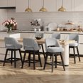 thumbnail image 1 of EOP 26'' Swivel Counter Height Bar Stools Set of 6, Modern Upholstered Bar Stools with Curved Back and Solid Wood Legs, Bar Chairs for Kitchen Island Home Bar, Gray, 1 of 11