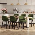 thumbnail image 1 of EOP 26'' Swivel Counter Height Bar Stools Set of 6, Modern Upholstered Bar Stools with Curved Back and Solid Wood Legs, Bar Chairs for Kitchen Island Home Bar, Green, 1 of 12