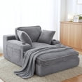 thumbnail image 1 of EOP 67'' Modern Oversized Chaise Lounge Chair Indoor, Plush Boneless Cloud Couch with Side Pockets & Cup Holders, Comfy Corduroy Sleeper Couch with Removable Pillows for Living Room, Gray, 1 of 10