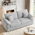 thumbnail image 1 of EOP 89.8" Wide Cloud Compression Sofa, Full Sponge Loveseat with Deep Seat, Upholstered Couch with 4 Pillows, No Assembly Required for Small Living Spaces, Light Gray, 1 of 10