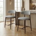 thumbnail image 1 of EOP Barstools Set of 2, Mid Century Counter Height Barstools with Curved Back, Upholstered Kitchen Bar Chairs with Wood Legs for Kitchen Island Dining Room, Light Grey, 1 of 9