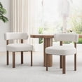thumbnail image 1 of EOP Farmhouse Dining Chairs Set of 2, Upholstered Fabric Kitchen Chairs with Curved Backrest Wood Chairs for Kitchen Living Room Restaurant Seating Dining Room, Beige, 1 of 11
