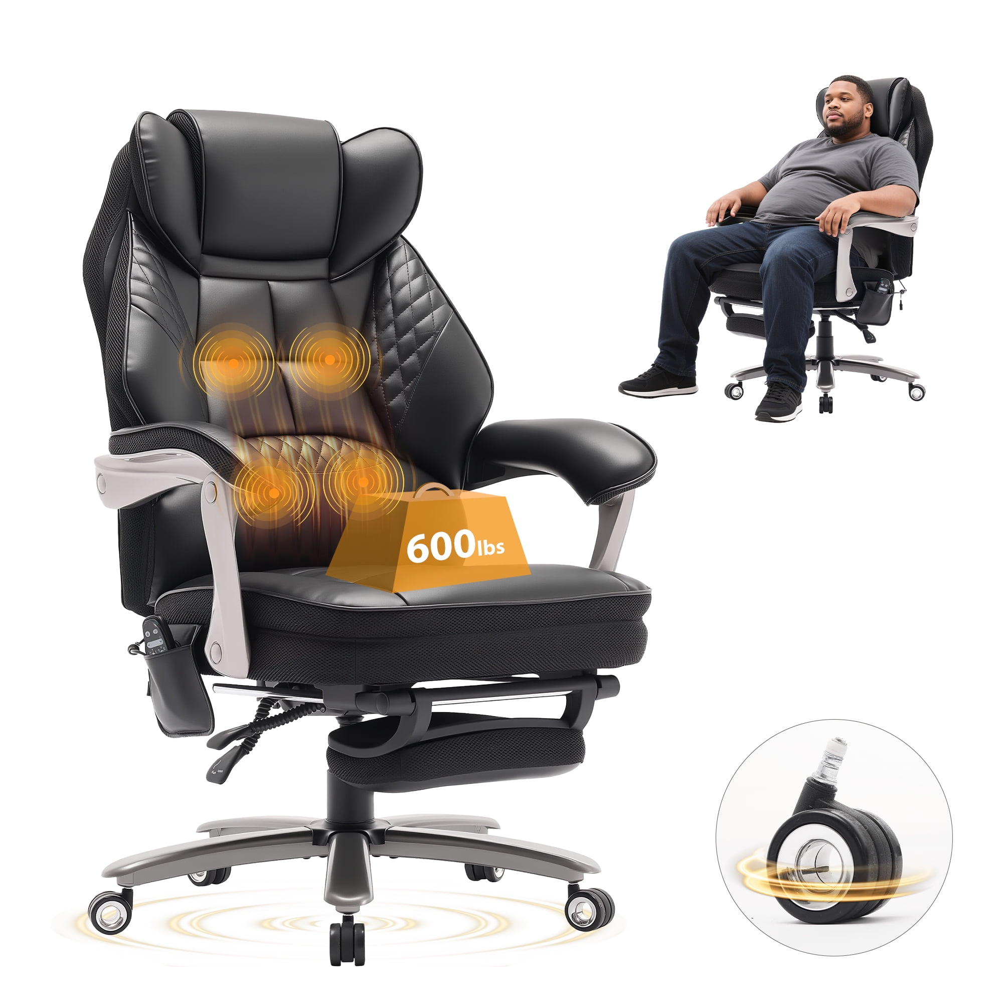 EOP Massage Office Chair with Heat and 4 Vibration Points, Ergonomic ...